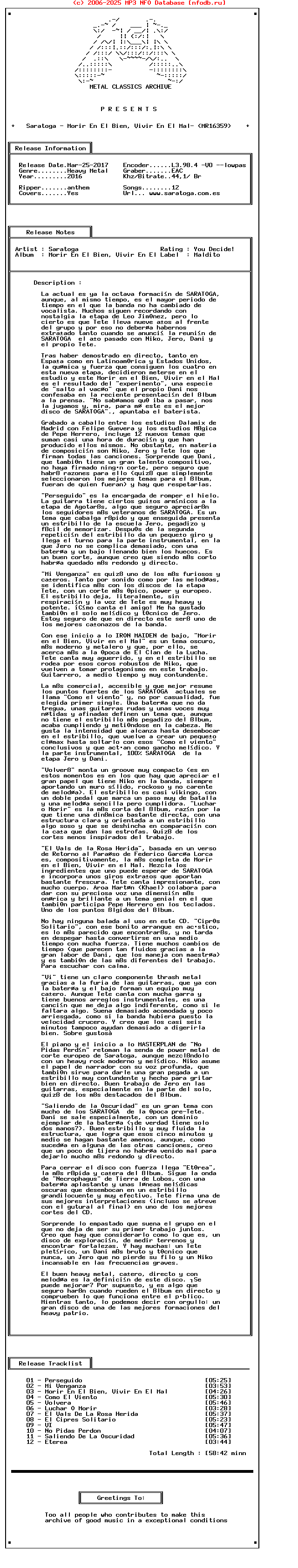 Saratoga_-_Morir_En_El_Bien_Vivir_En_El_Mal-_(MR16359)-Digipak-ES-2016-Mca