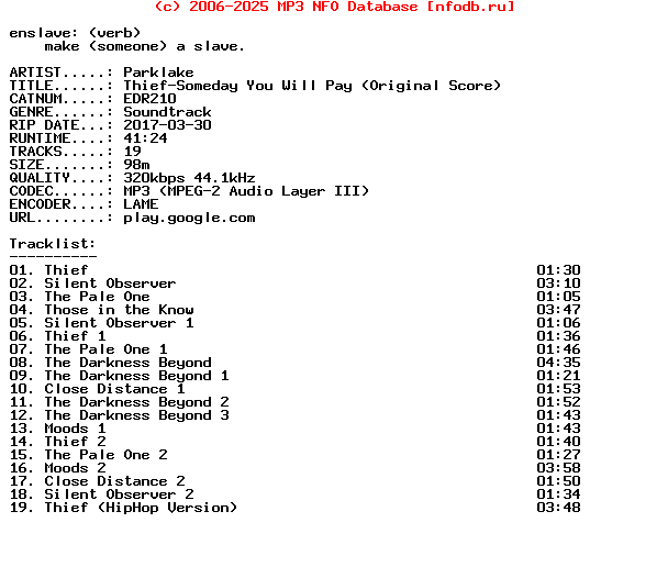 Parklake-Thief-Someday_You_Will_Pay_(ORIGINAL_SCORE)-(EDR210)-WEB-2017