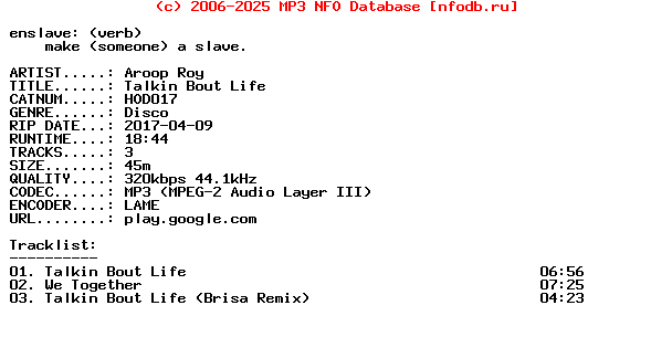 Aroop_Roy-Talkin_Bout_Life-(HOD017)-WEB-2017