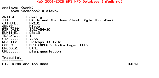 Dwilly-Birds_And_The_Bees_(FEAT_KYLE_THORNTON)-(MR101)-WEB-2017