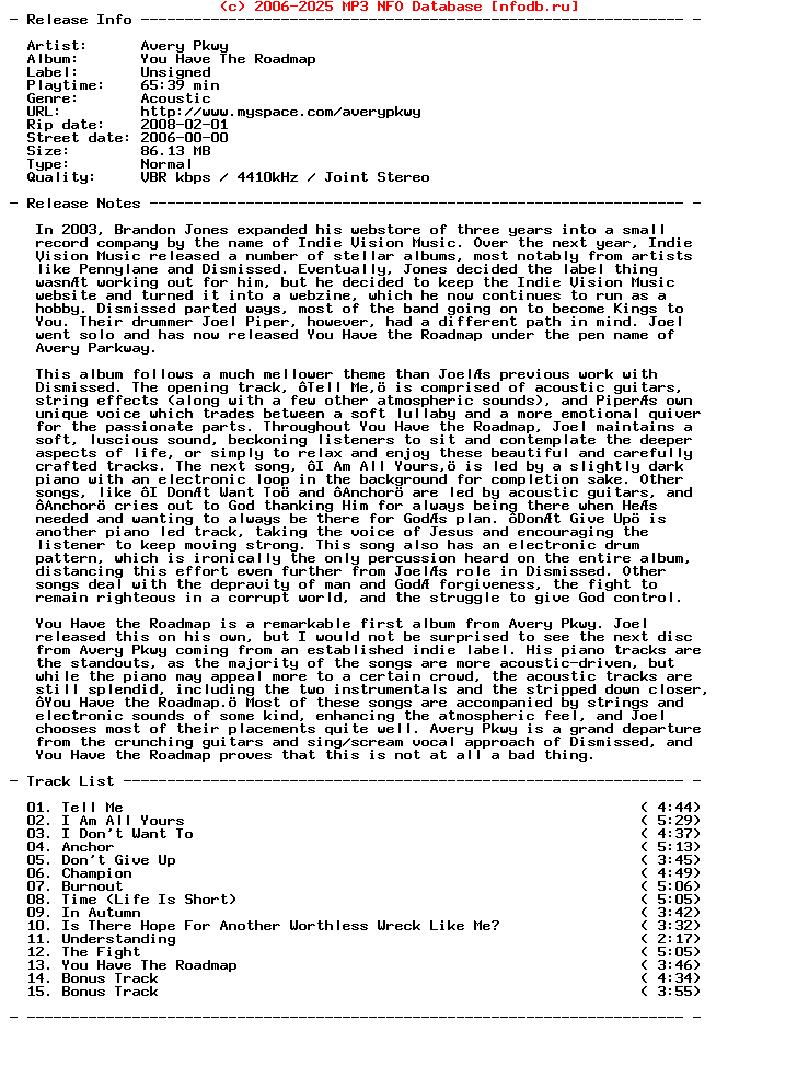 Avery_Pkwy-You_Have_The_Roadmap-2006