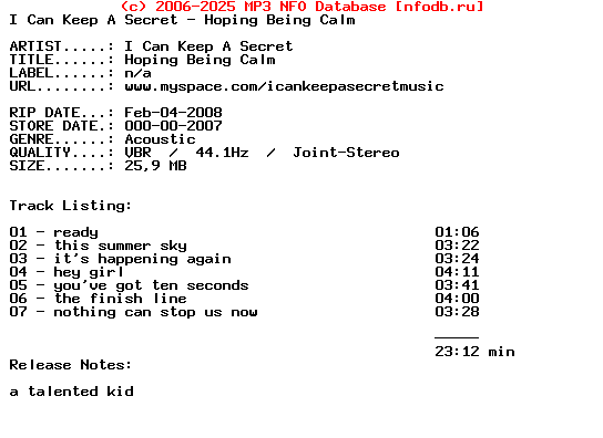 I_Can_Keep_A_Secret-Hoping_Being_Calm-(EP)-2007