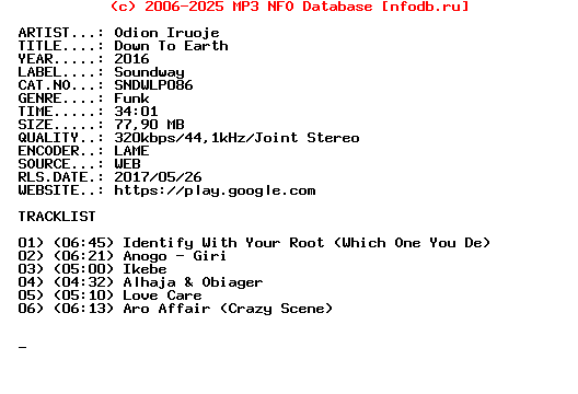 Odion_Iruoje-Down_To_Earth-(SNDWLP086)-WEB-2016