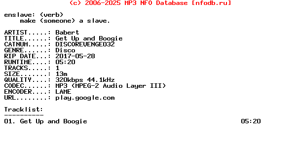 Babert-Get_Up_And_Boogie-(DISCOREVENGE032)-WEB-2017