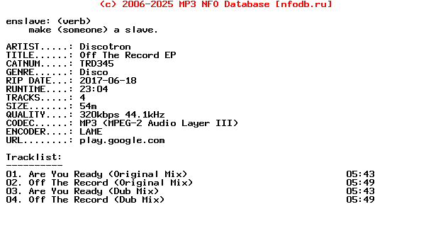 Discotron-Off_The_Record_Ep-(TRD345)-WEB-2017
