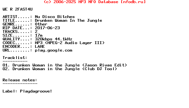 Nu_Disco_Bitches-Drunken_Woman_In_The_Jungle-(PDG952)-WEB-2014