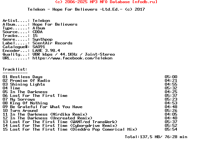Telekon-Hope_For_Believers-Ltd.Ed.-2017