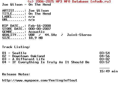 Joe_Wilson-On_The_Mend-(EP)-2007