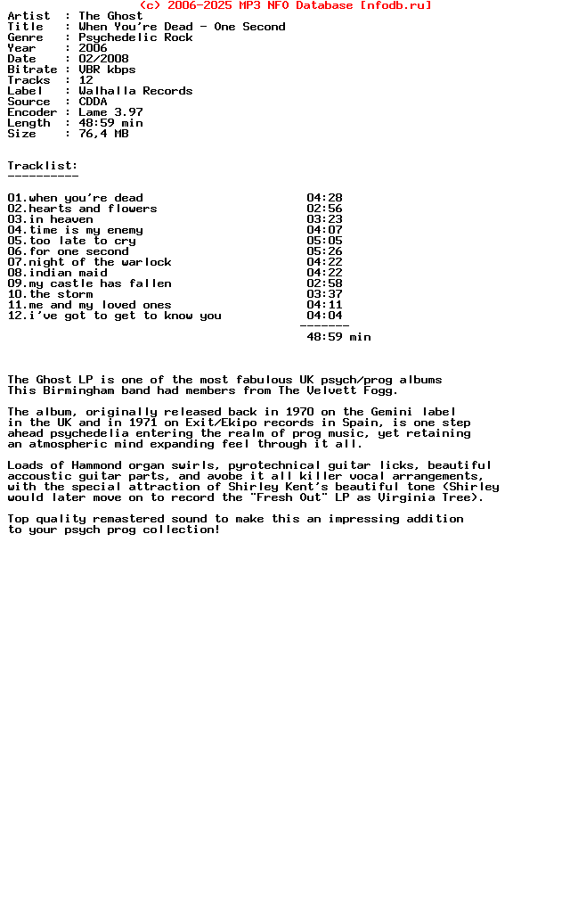 The_Ghost_-_When_Youre_Dead-One_Second-(1970)-Remastered-2006