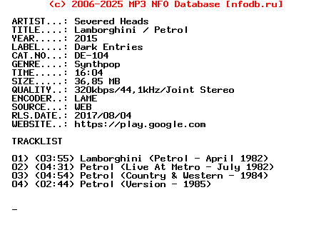 Severed_Heads-Lamborghini_-_Petrol-(DE-104)-WEB-2015