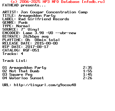 Jon_Cougar_Concentration_Camp-Armageddon_Party-7_Inch_Vinyl-2015