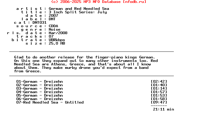 German_And_Red_Needled_Sea--3_Inch_Split_Series_July-.Dnt.-CDR-2007