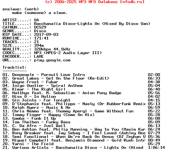 VA-Bacchanalia_Disco-Lights_On_(MIXED_BY_DISCO_VAN)-(VCS29)-WEB-2017