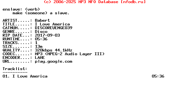 Babert-I_Love_America-(DISCOREVENGE039)-WEB-2017