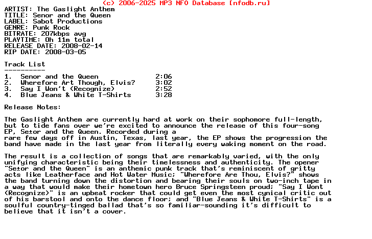 The_Gaslight_Anthem-Senor_And_The_Queen-(EP)-2008