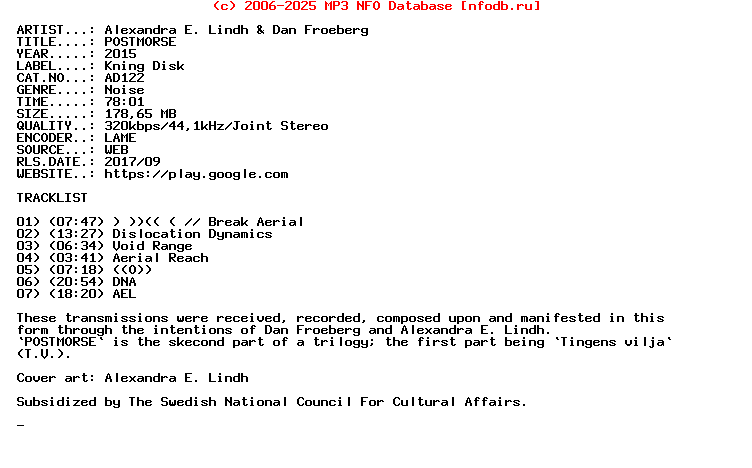 Alexandra_E_Lindh_And_Dan_Froberg-Postmorse-(AD122)-WEB-2015