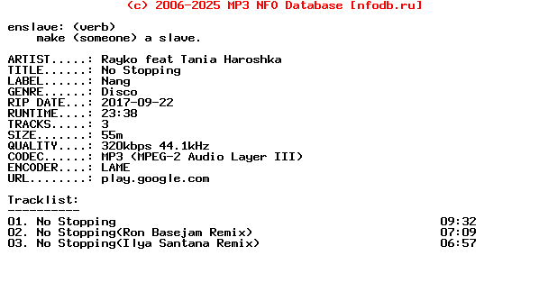 Rayko_Feat_Tania_Haroshka-No_Stopping-WEB-2017