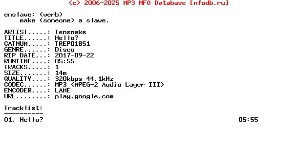 Tensnake-Hello-(TREP018S1)-WEB-2017