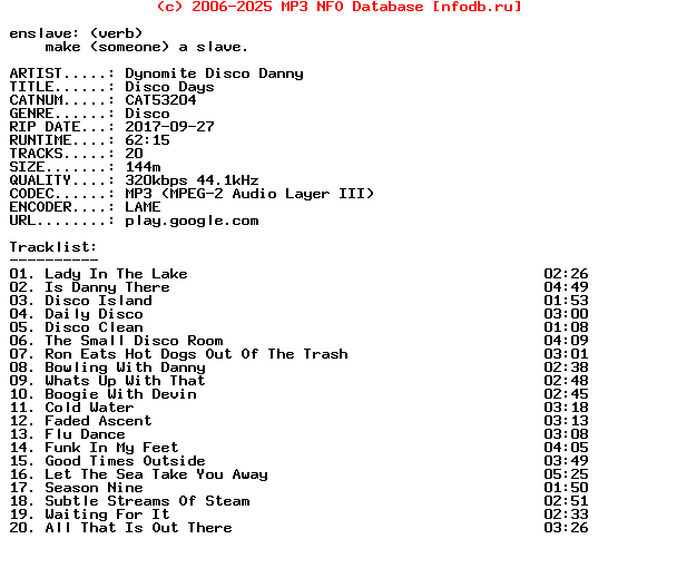 Dynomite_Disco_Danny-Disco_Days-(CAT53204)-WEB-2017