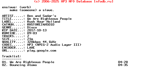 Ben_And_Sadars-We_Are_Righteous_People-(RHSTOREJAMS010)-WEB-2017