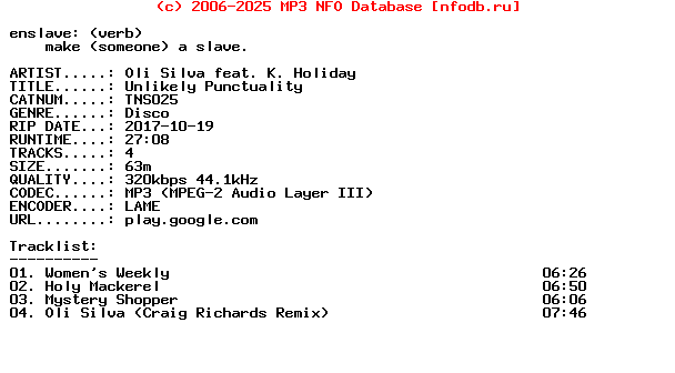 Oli_Silva_Feat_K_Holiday-Unlikely_Punctuality-EP-(TNS025)-WEB-2017
