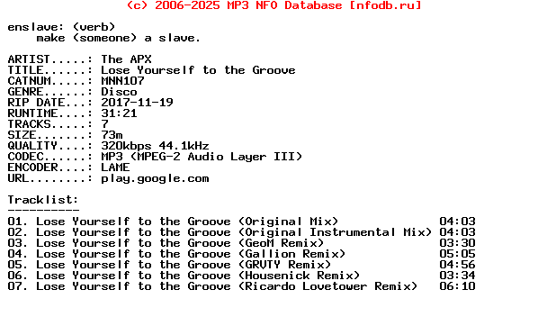 The_Apx-Lose_Yourself_To_The_Groove-(MNN107)-WEB-2017