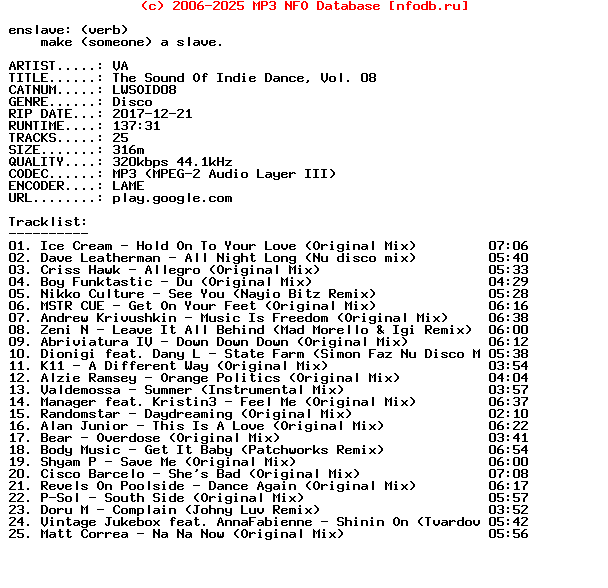 VA-The_Sound_Of_Indie_Dance_Vol_08-(LWSOID08)-WEB-2017