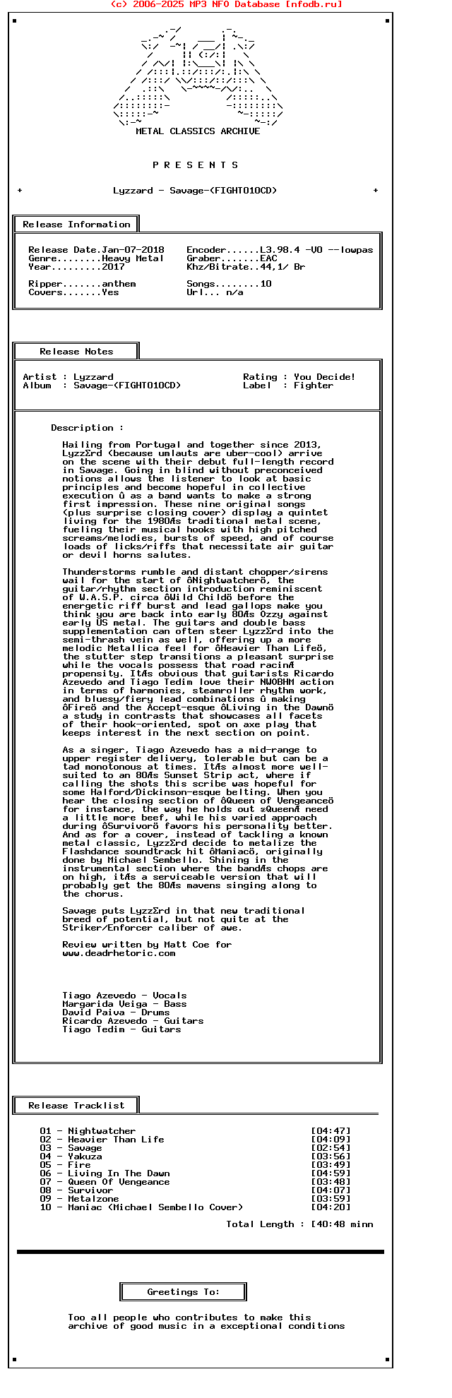 Lyzzard_-_Savage-(FIGHT010CD)-2017-Mca_Int