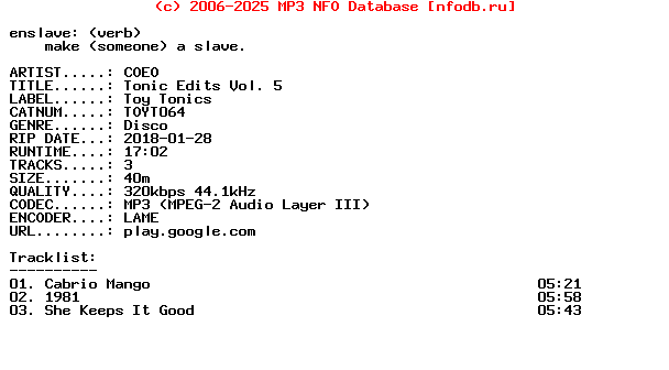 Coeo-Tonic_Edits_Vol_5-(TOYT064)-WEB-2018