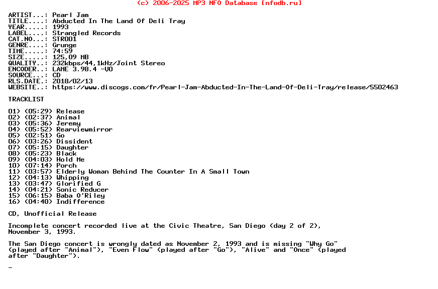 Pearl_Jam-Abducted_In_The_Land_Of_Deli_Tray-(STR001)-Bootleg-1993