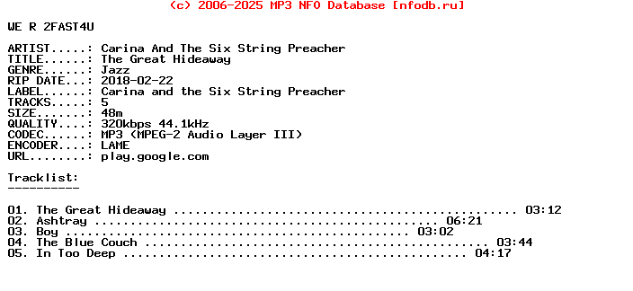 Carina_And_The_Six_String_Preacher-The_Great_Hideaway-WEB-2018
