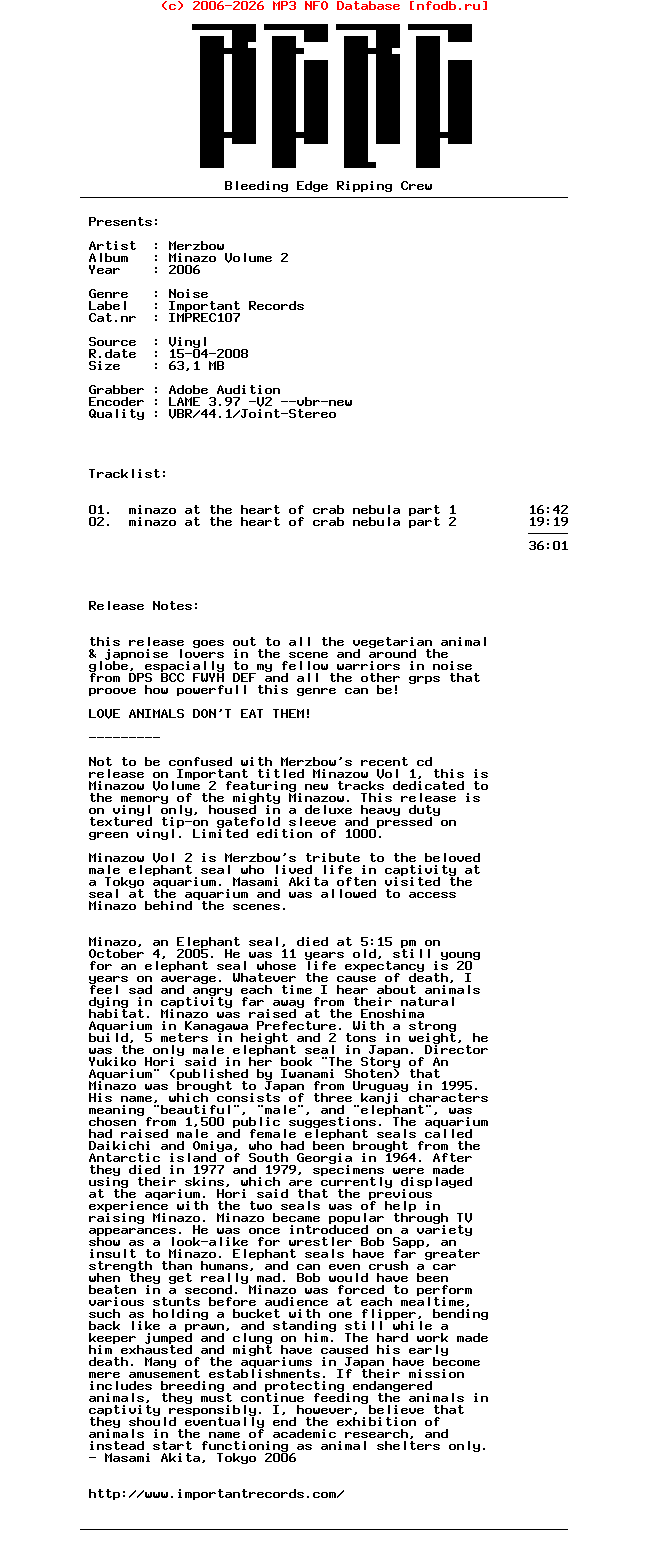 Merzbow-Minazo_Volume_2-Lp-2006-BERC