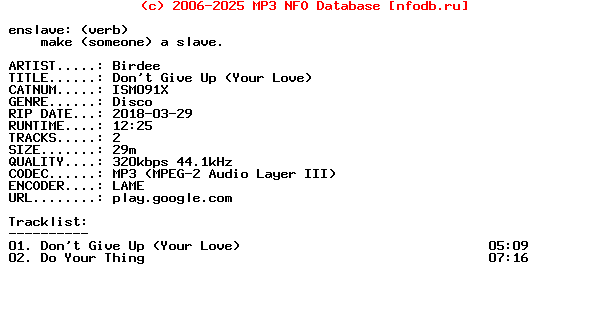 Birdee-Dont_Give_Up_(YOUR_LOVE)-(ISM091X)-WEB-2018