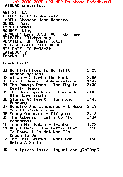 VA-Is_It_Broke_Yet-Vinyl-2010