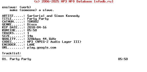 Sartorial_And_Simon_Kennedy-Party_Party-(TDR002)-WEB-2018