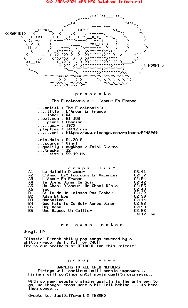 The_Electronics-Lamour_En_France-(RJ103)-Vinyl-FR-1972-C4U
