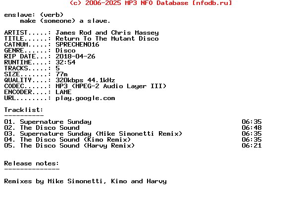 James_Rod_And_Chris_Massey-Return_To_The_Mutant_Disco-(SPRECHEN016)-WEB-2018
