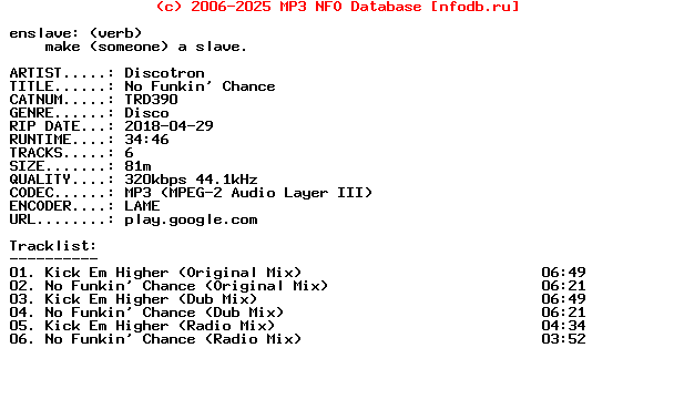 Discotron-No_Funkin_Chance-EP-(TRD390)-WEB-2018