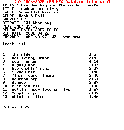 Bee_Dee_Kay_And_The_Roller_Coaster-Lowdown_And_Dirty-Vinyl-2007
