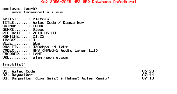 Pletnev-Aztec_Code__Daywalker-(FW006)-WEB-2018