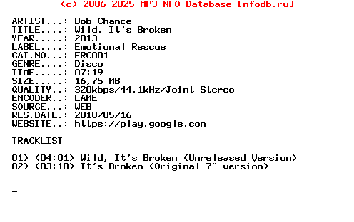 Bob_Chance-Wild_Its_Broken-(ERC001)-WEB-2013
