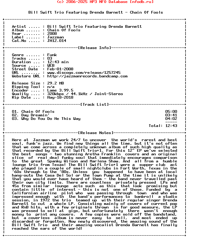 Bill_Swift_Trio_Featuring_Drenda_Barnett-Chain_Of_Fools-(JM12014)-WEB-2008