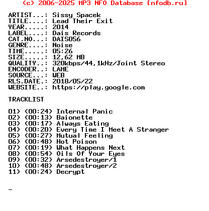 Sissy_Spacek-Lead_Their_Exit-(DAIS056)-WEB-2014