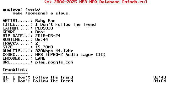 Baby_Bam-I_Dont_Follow_The_Trend-(PEDS038)-WEB-2018