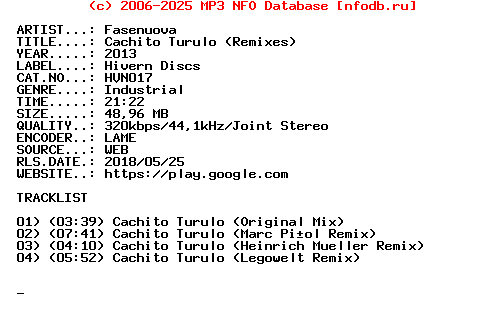 Fasenuova-Cachito_Turulo_(REMIXES)-(HVN017)-WEB-2013