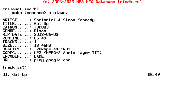 Sartorial_And_Simon_Kennedy-Get_Up-(TDR003)-WEB-2018