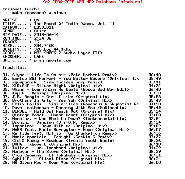 VA-The_Sound_Of_Indie_Dance_Vol_11-(LWSOID11)-WEB-2018