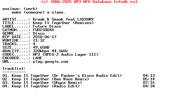 Kraak_And_Smaak_Feat_Luxxury-Keep_It_Together_(REMIXES)-(FUDIS004X)-WEB-2018