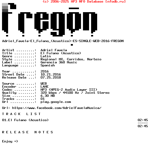 Adriel_Favela-El_Fulano_(ACUSTICO)-ES-Single-WEB-2016-Fregon