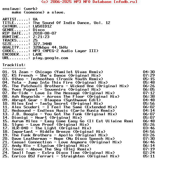 VA-The_Sound_Of_Indie_Dance_Vol_12-(LWSOID12)-WEB-2018